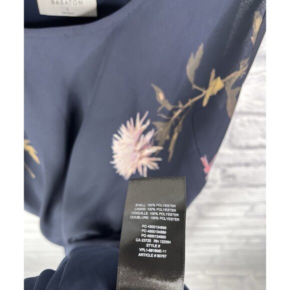 BABATON Women's Navy Sleeveless Floral Dress Small - Picture 4 of 5